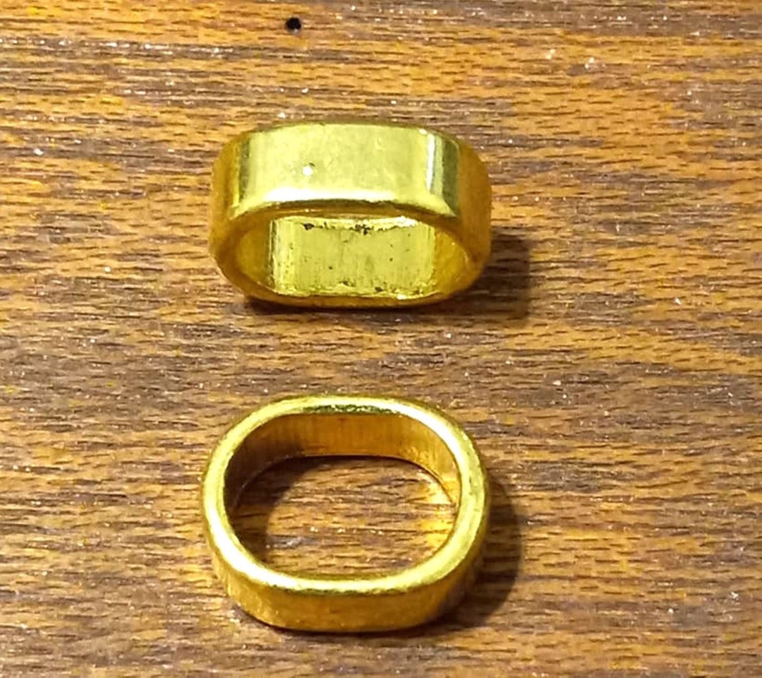 2 Gold Plated Plain Licorice Leather Sliders Slice Ring Etsy