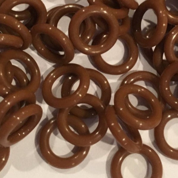 20 Colorfast 12mm Oh Rings, Silicone Brown, licorice leather findings, jewelry making, Kallyco on Etsy