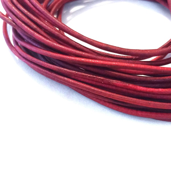 12 FEET  1mm Round Leather Cord, Crimson Red Indian Cowhide Leather Bracelet Findings Crafts Jewelry Necklace, Kallyco on Etsy
