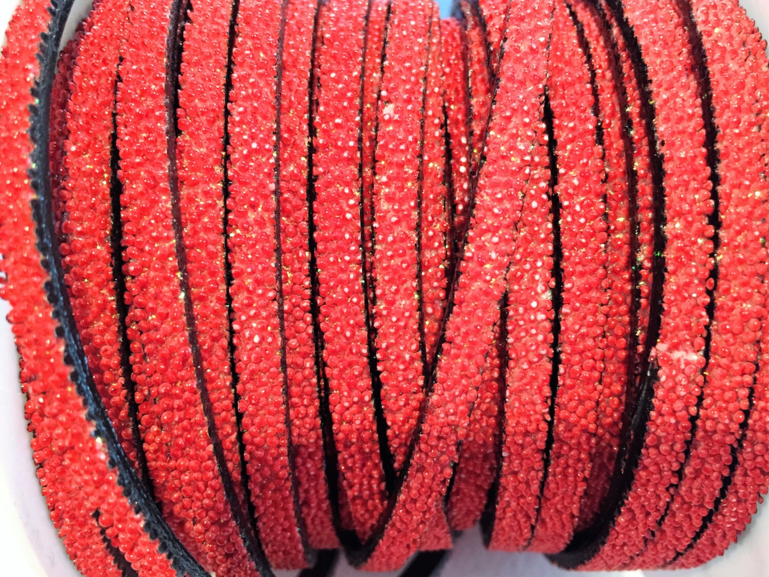 Per 8" Red 5mm Flat Caviar Synthetic Leather Cord Strap from KallyCo on