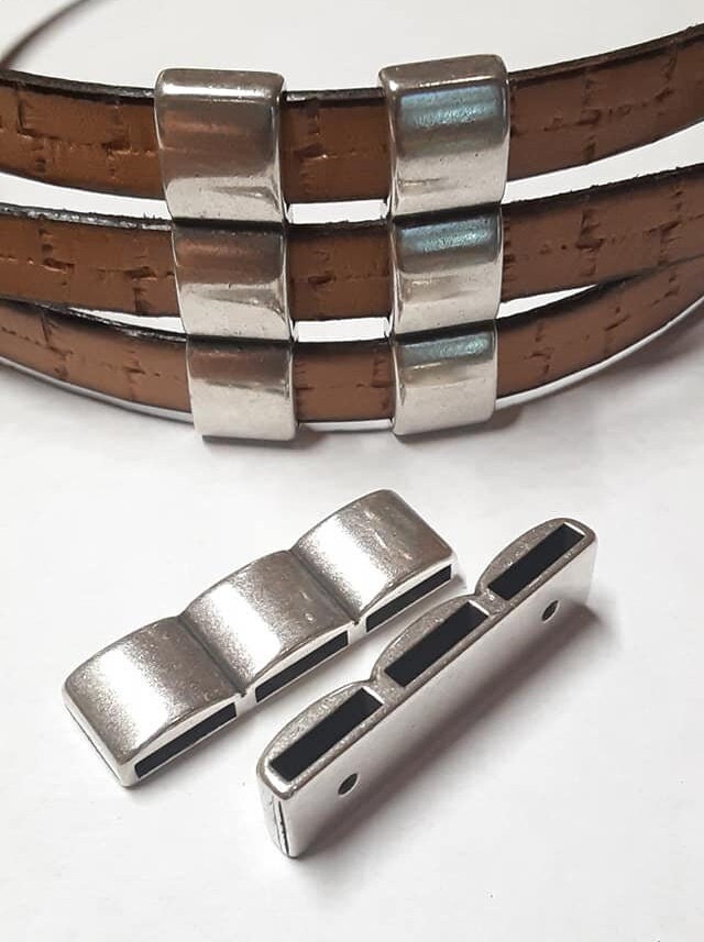 Silver Tube Spacers, Cord Bracelet Separators, Bracelet End Fastener,  Licorice Sliders, Bracelet Spacers, 3mm, Silver Bracelet Findings, 6Pc