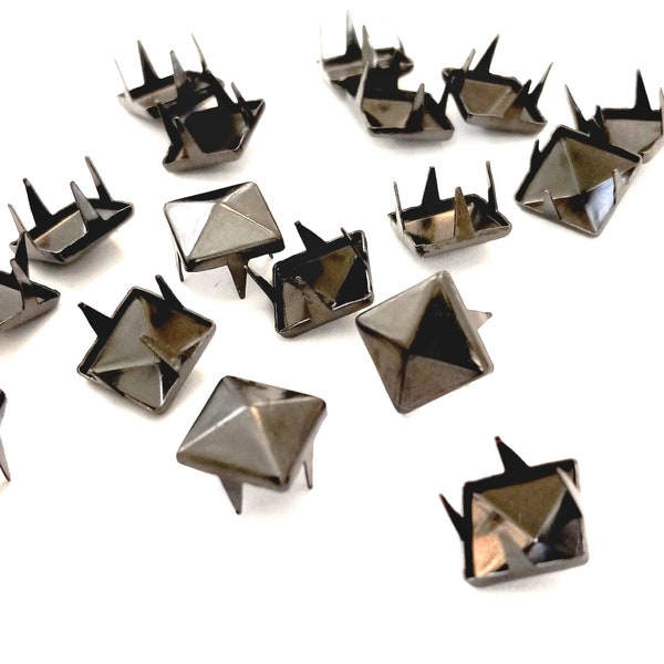 50pc Gunmetal 8mm Pyramid Prong Studs. DIY Hardware For Leather Crafts. Jackets. Costume Design, Rivets. Nail Head.