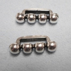 Sale: 2 Sterling Silver Plated 4-Dot Sliders, high quality 10mm flat finding, diy jewelry making supplies,