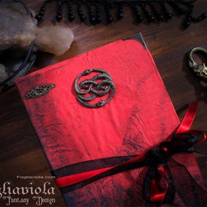 UROBOROS BOOK of SHADOWS custom red grimoire esoteric personalize your journal infinite snake witch diary magic tool book mirror gift