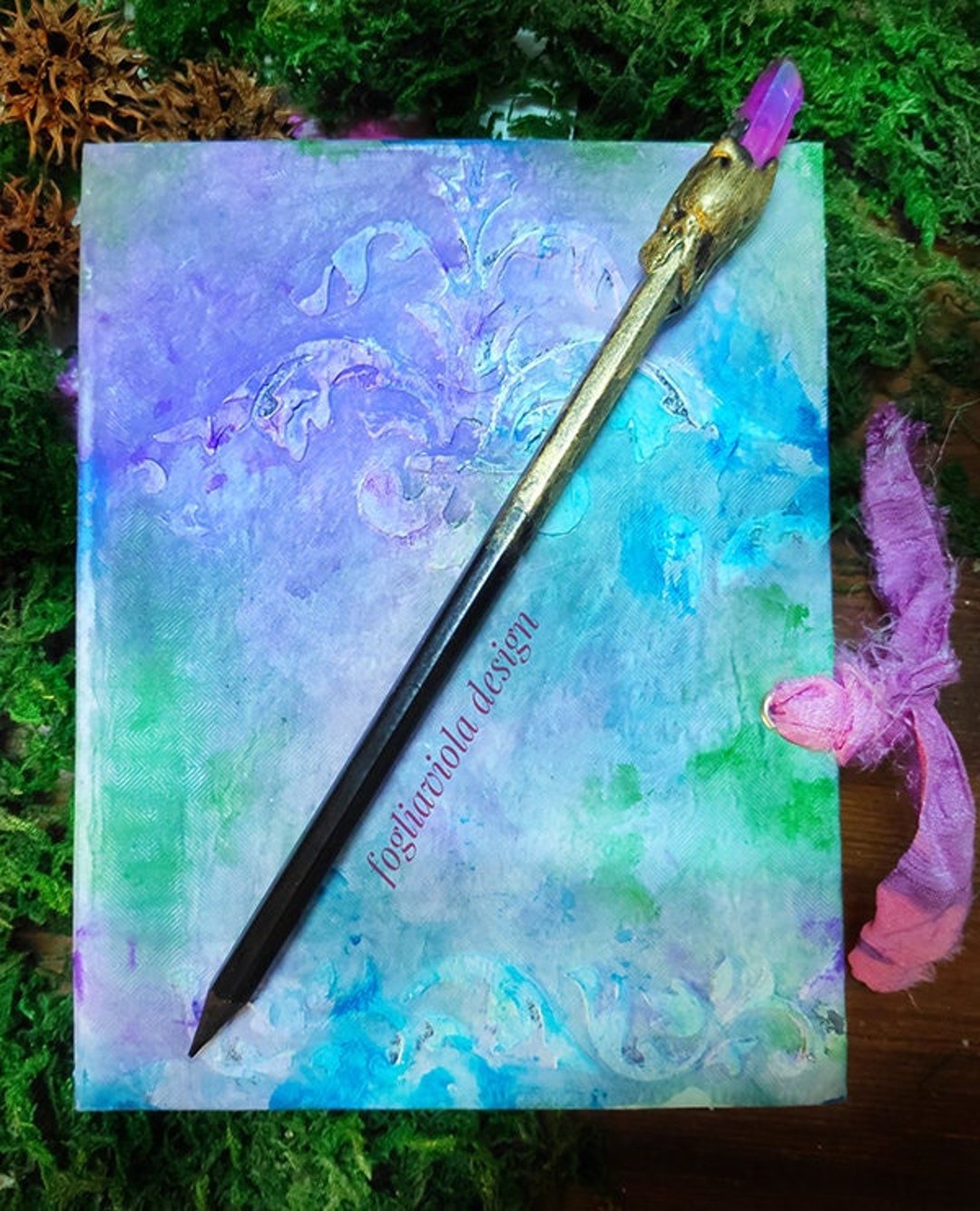 MAGIC PEN WAND Witch Writing Instrument Book of Shadows Tool Wicca  Stationery Pagan Decor Write Ritual Crystal Rocks Pen Fantasy School 