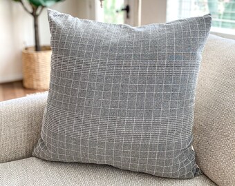 Hmong Pillow Cover, Gray, White