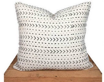 White Mud Cloth Pillows