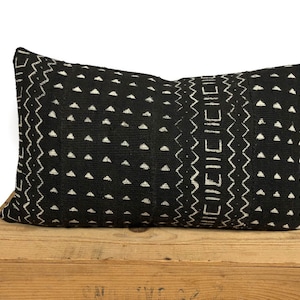 Authentic Mudcloth Pillow | Mud Cloth Pillow Cover | 12x20 Inch | Milo