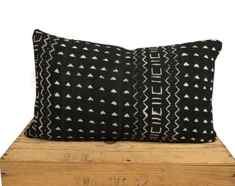 Authentic Mudcloth Pillow | Mud Cloth Pillow Cover | 12x20 Inch | Milo