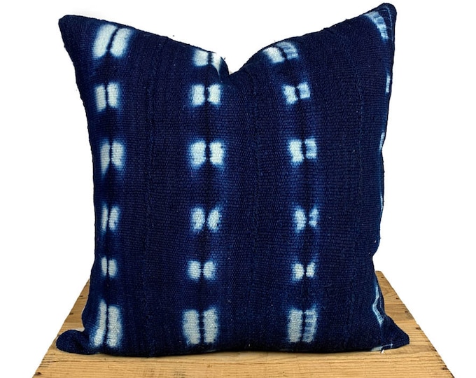 Indigo African Mud Cloth Pillow Cover 18x18 Inch Authentic Etsy