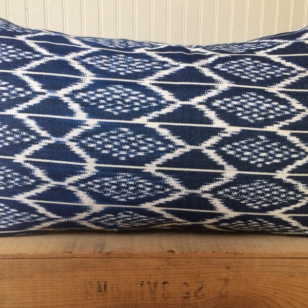 12x18 inch Indigo Handwoven Guatemalan Fabric Pillow Cover