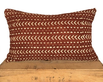 Rust Mudcloth Pillow Cover | Authentic Mud Cloth Pillow | 'Rusty'