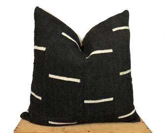 African Mud Cloth Pillow Cover | Mudcloth Pillow | Black and White | 'Gadot'