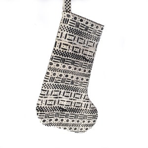Mud Cloth Christmas Stocking Mudcloth Stocking White w Black Arrow Print