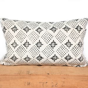 Wren White African Mud Cloth Pillow Cover 12x20