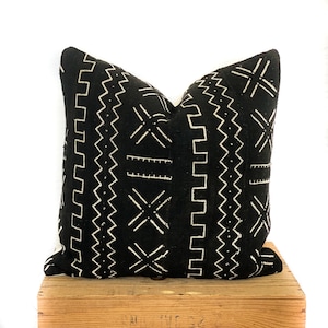 Mudcloth Pillow Authentic Mud Cloth Pillow Cover, Multiple Sizes Available | &#39;Ziggy&#39;