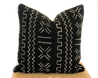 Mudcloth Pillow Authentic Mud Cloth Pillow Cover, Multiple Sizes Available | 'Ziggy'