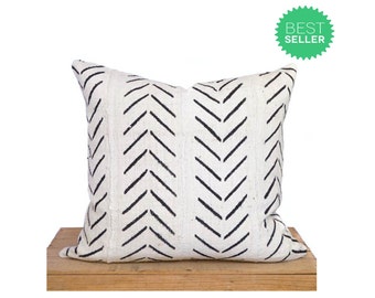 White Mud Cloth Pillows