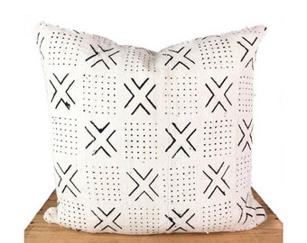 White Mud Cloth Pillows