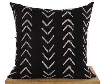 Maxwell, Authentic African Mud Cloth Pillow Cover, Mudcloth Pillow, Black, Multiple Sizes