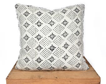 Mudcloth Pillows White African Mud Cloth Pillow Cover Authentic Mudcloth Pillow 20x20 Inch