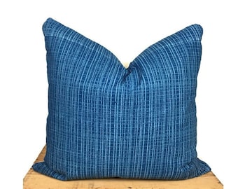 Indian Block Print Indigo Pillow Cover, Handmade Linen