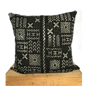 Black and White African Mud Cloth Pillow Cover 18 inch