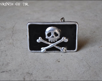 Skull and Crossbones buckle and leather belt, Jollyroger, Goth, metal, pirate.