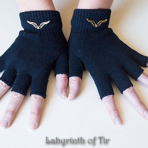 Unisex Half Finger Steampunk Gloves, metallic decoration