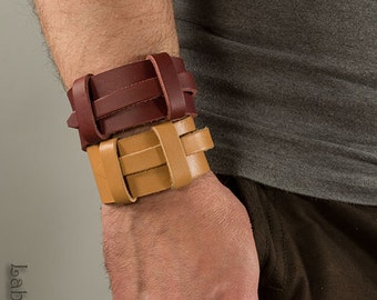 ISION I genuine leather bracelet, minimalist, unisex, wrist cuff, wristband