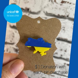 Ukraine Flag Pin, UNICEF Donation, Stand with Ukraine, Ukrainian Gift, Lapel Pin