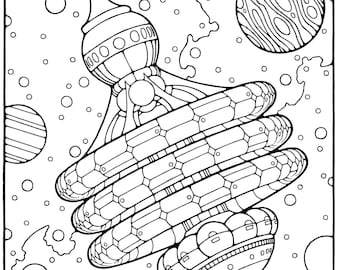 Sci-Fi coloring page - Space Station - Adult Coloring Page