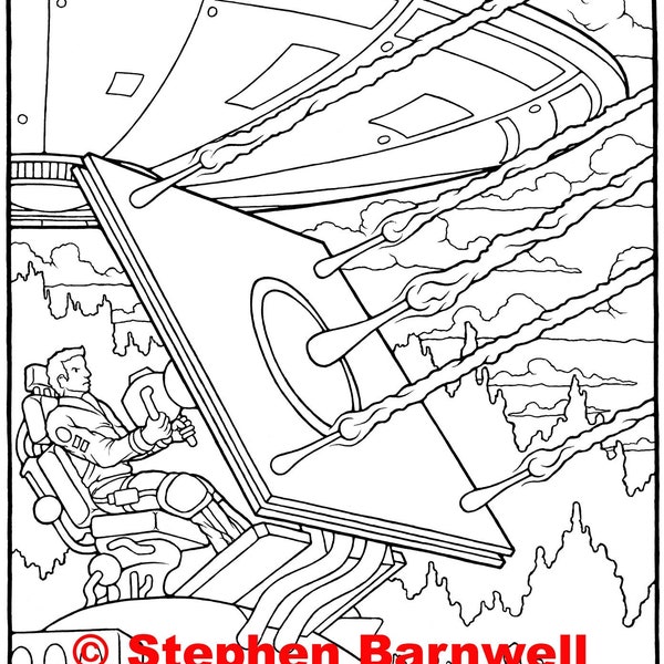 Sci Fi Coloring Page - Laser Cannon - Adult Coloring Pages