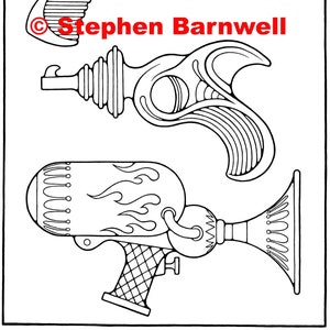Sci-Fi coloring page - Rayguns - Adult Coloring Pages