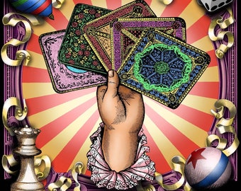 Grabado de fantasía "Play" de Stephen Barnwell.  Firmado, mate y listo para enmarcar. (Estampados mate, cartas, tarot, cartas de Tarot)