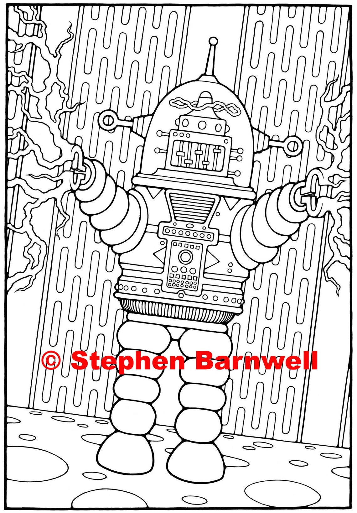 Sci-fi Coloring Page Robot Adult Coloring Pages - Etsy