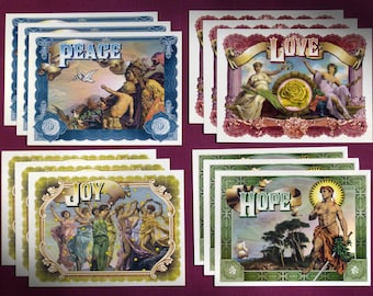 Postcard Set - Peace, Love, Joy & Hope - Set of 12 Assorted Postcards - Pen Pal - Snail Mail