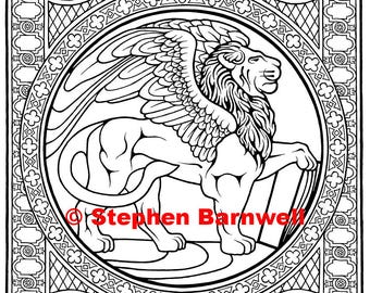 Fantasy Coloring Pages - Winged Lion - Aslan - Christian Coloring Page