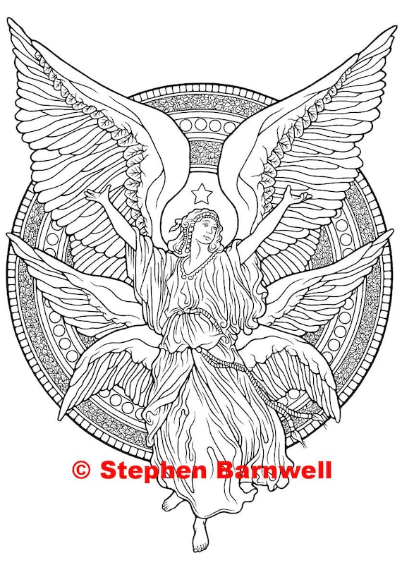 Angel Coloring Pages Angelic Art Angel Coloring Etsy