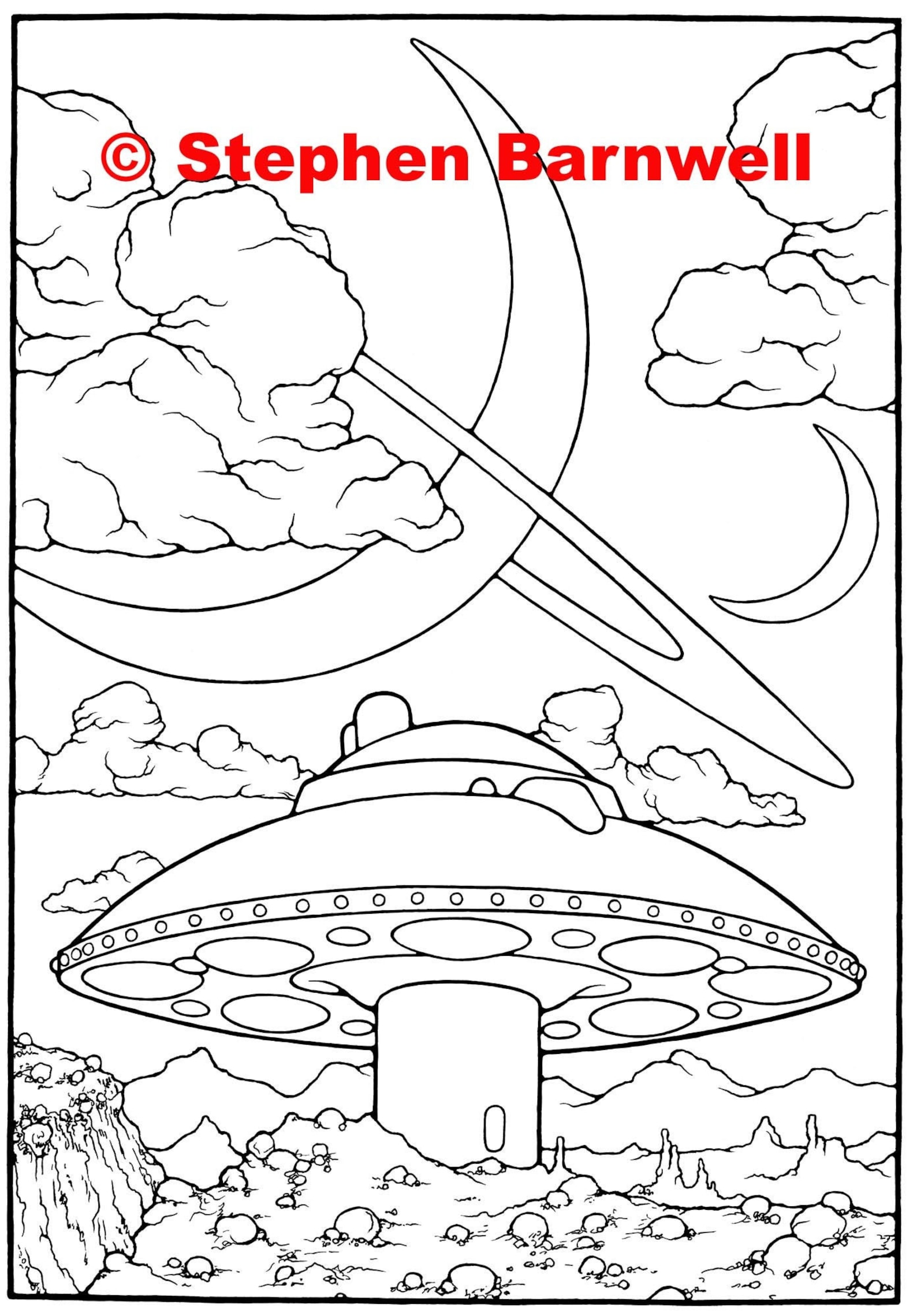 sci-fi-adult-coloring-page-flying-saucer-etsy