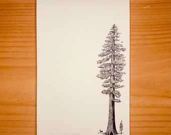 Redwood Tree Notepad. Recycled Paper. To Do List Notepad. Weekly Meal List. Woodland Animals. Sustainable Packaging.