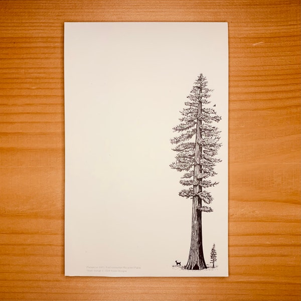 Redwood Tree Notepad. Recycled Paper. To Do List Notepad. Weekly Meal List. Woodland Animals. Sustainable Packaging.