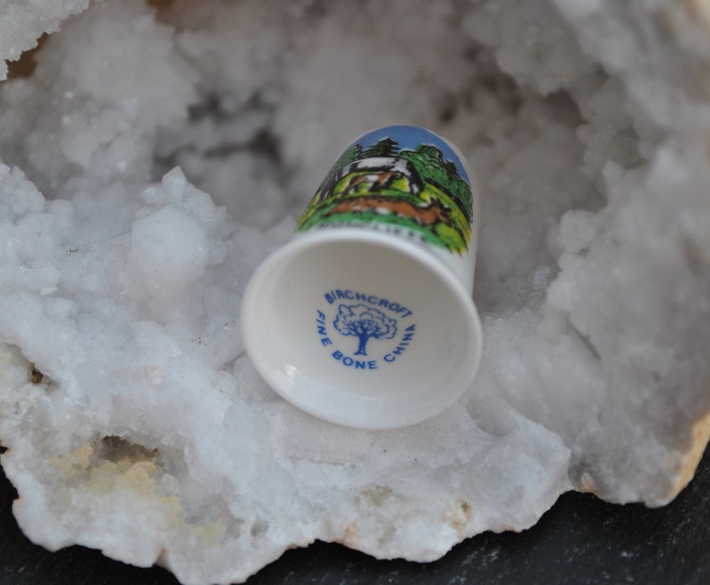 Vintage china thimble Christchurch Birchcroft Dorset Souvenir Highcliffe