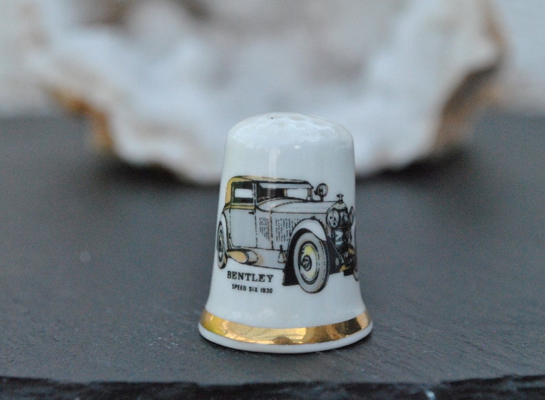 Vintage china thimble Finsbury Automobile Bentley speed 6-1930