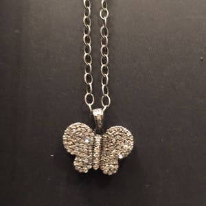 Diamond and Silver Butterfly Necklace