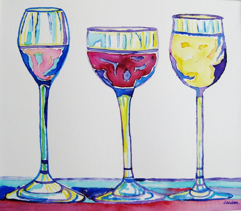 Wein-Aquarellmalerei Original Aquarellmalerei Weinmalerei | Etsy
