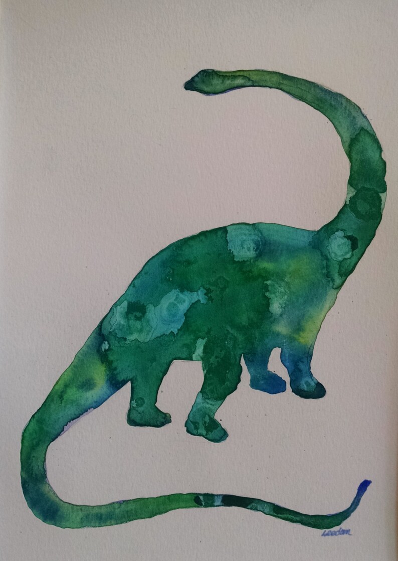 Dinosaur watercolor painting original painting boy wall art | Etsy