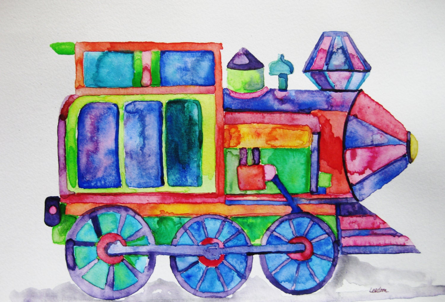 Train watercolor painting Original watercolor painting train Etsy