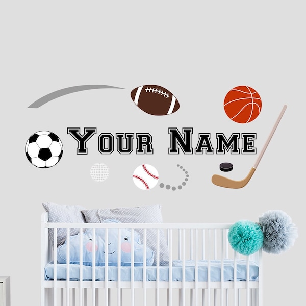 Sports Wall Decals Boy Nursery, Football Wall Décor, Soccer Sticker, Personalized Sticker For Kids, Sport Wall Decals Boys Room, Playroom