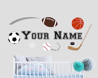 Sports Wall Decals Boy Nursery, Football Wall Décor, Soccer Sticker, Personalized Sticker For Kids, Sport Wall Decals Boys Room, Playroom